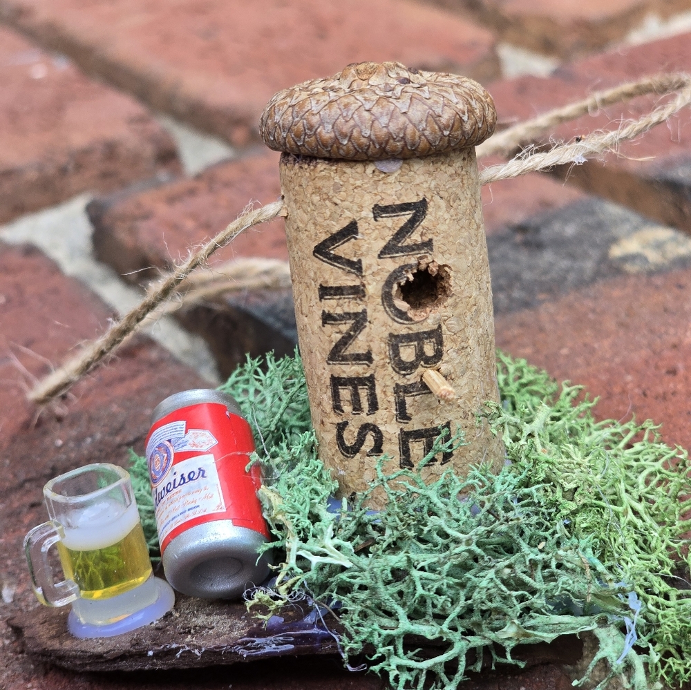 (Set of 3) Wine Cork Miniature Bird/Fairy Houses